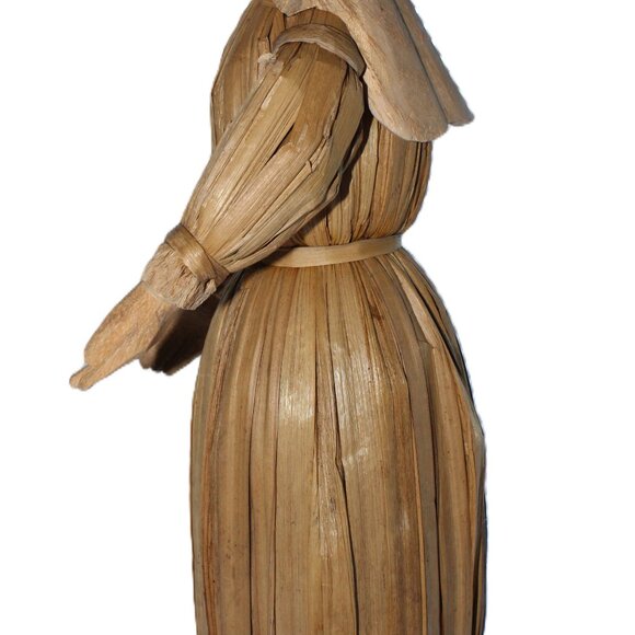 Vintage Rare Christmas Mary And Joseph Carved Cornhusk Wood Set Figures - Picture 13 of 16